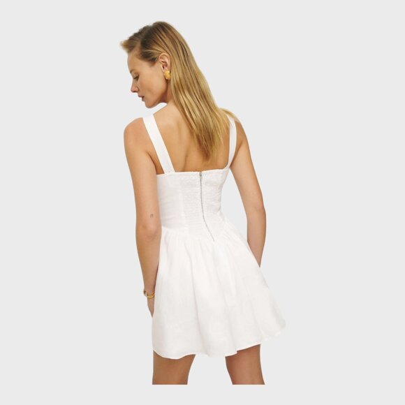 Reformation Daria linen Dress + White 🎉New  🎉 - Picture 4 of 7